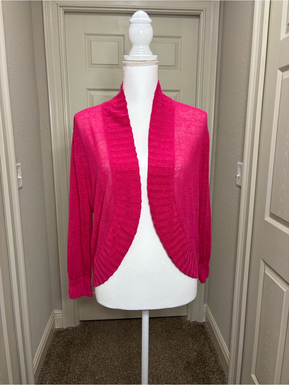 Nic+Zoe Nwt Linen Blend Bolero Cardigan Daiquiri Pink L — image 3 of 8